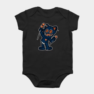 Happy VooDoo Kitty Cat Doll Navy Blue and Orange Baby Bodysuit